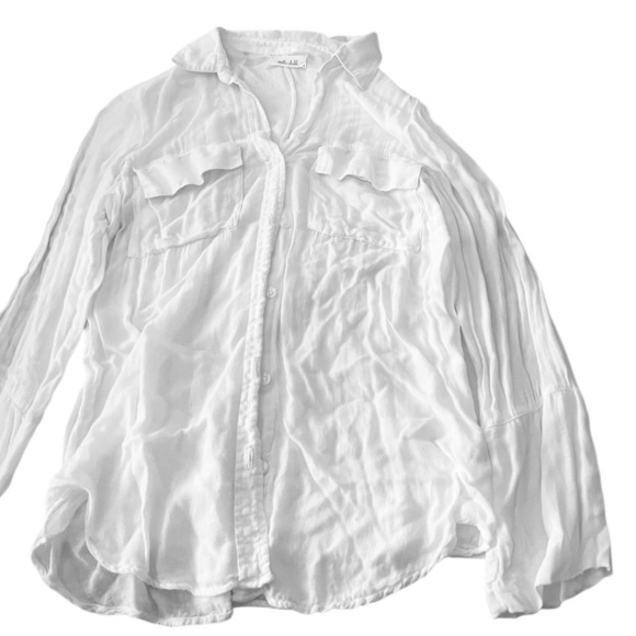 Bella Dahl Ivory Rayon button up long sleeve top, size Small - Picture 1 of 3